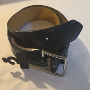 Mens Black leather Government Belt Silver Buckle Sz.L/XL